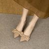 Туфли на каблуке для женщин 2024 с бантом Офисные обычные кожаные повседневные туфли на высоком каблуке Туфли-лодочки Stilito Женская летняя обувь Мода A