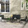 Garden Furniture Set, Synthetic Rattan, 2 Single Sofas, 1 Double Sofa, 2 Coffee Tables, Black
