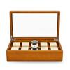 Woodten Solid Wood Watch Case with Glass Premium Watch Display Organizer with Removable Cushion for Men 10-Slot Lid, (Cream White)