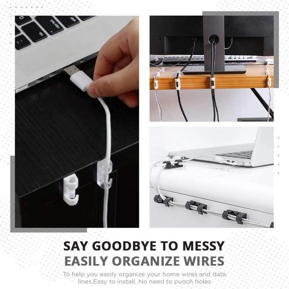 40Pcs Finisher Wire Clamps Self Adhesive Cable Organizer Cord Holder Wire Organizer Cable Clips for