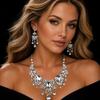 Shiny Rhinestone Jewelry Set Baroque Waterdrop Pendant Necklace  Wedding Party
