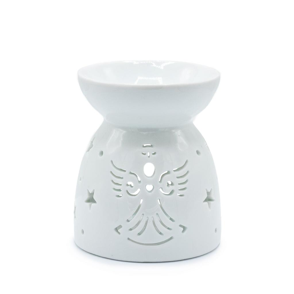 Oil Burner Tealight Angel Cut Out White