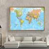 World Map Detailed Wall Poster Clear Printed Canvas Painting Decorative Hanging Picture Office Home School Supplies