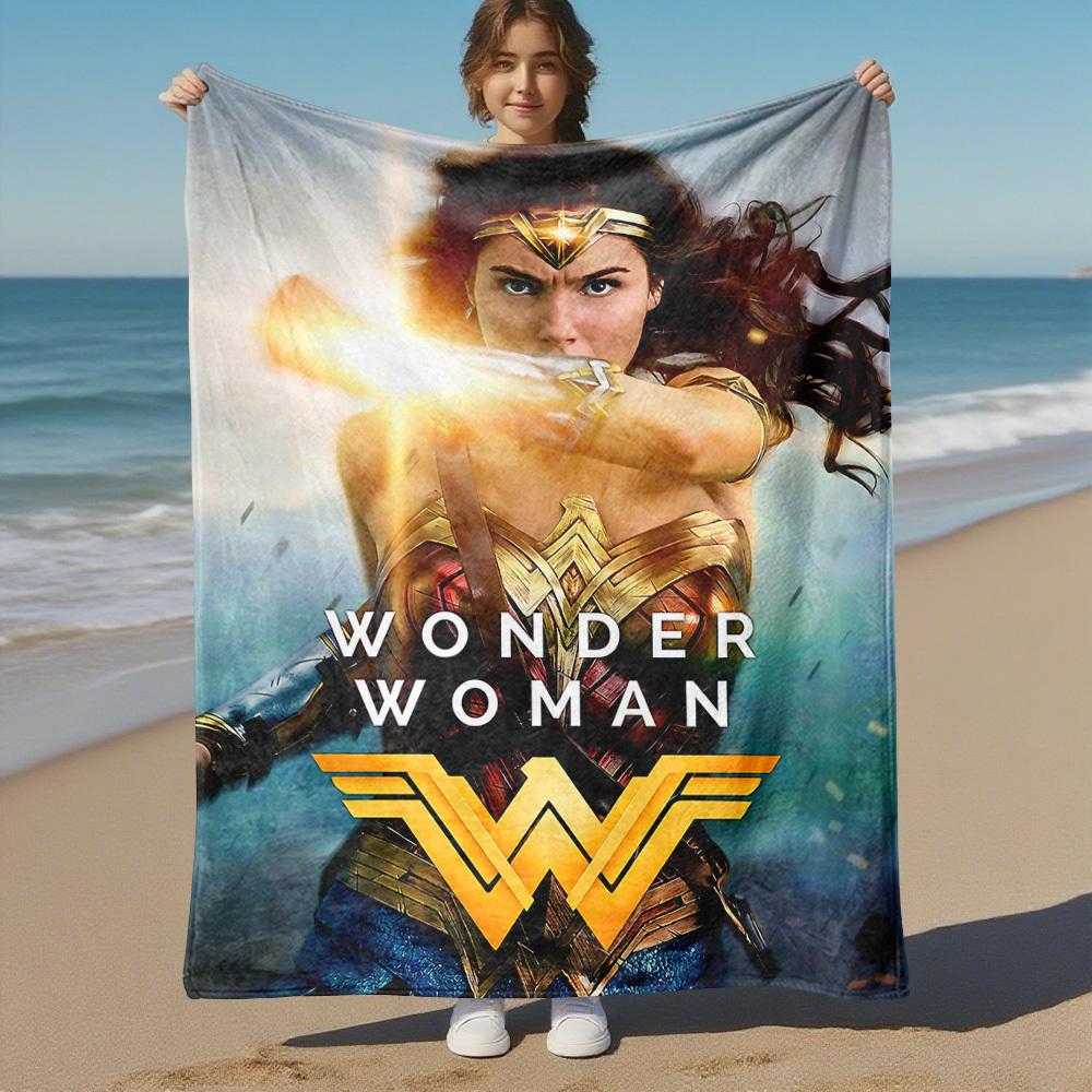 1pc Wonder WomanOutdoor Flannel Blanket Soft Plush Decor for Picnics, camping,Bedroom, Playroom, or Lunch Breakn1202A