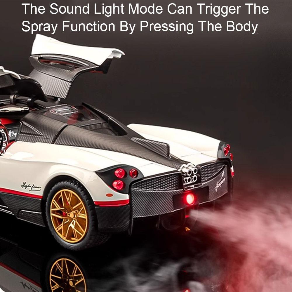 AAZV1 1:24 Huayra Revuelto Spray Model Toy Sports Cars Alloy Diecast Pull Back Shock Absorption Sound Light Simulation Mini Supercars