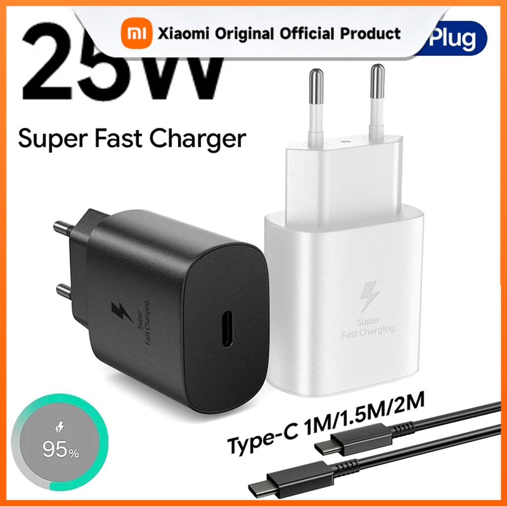 Xiaomi Для Samsung 25W Зарядное устройство Super Fast Charger Type C Адаптер Для Galaxy S26 S25 S24 S23 S22 S21 A17 A55 A35 A25 A15 Z Flip 7 6 5 4