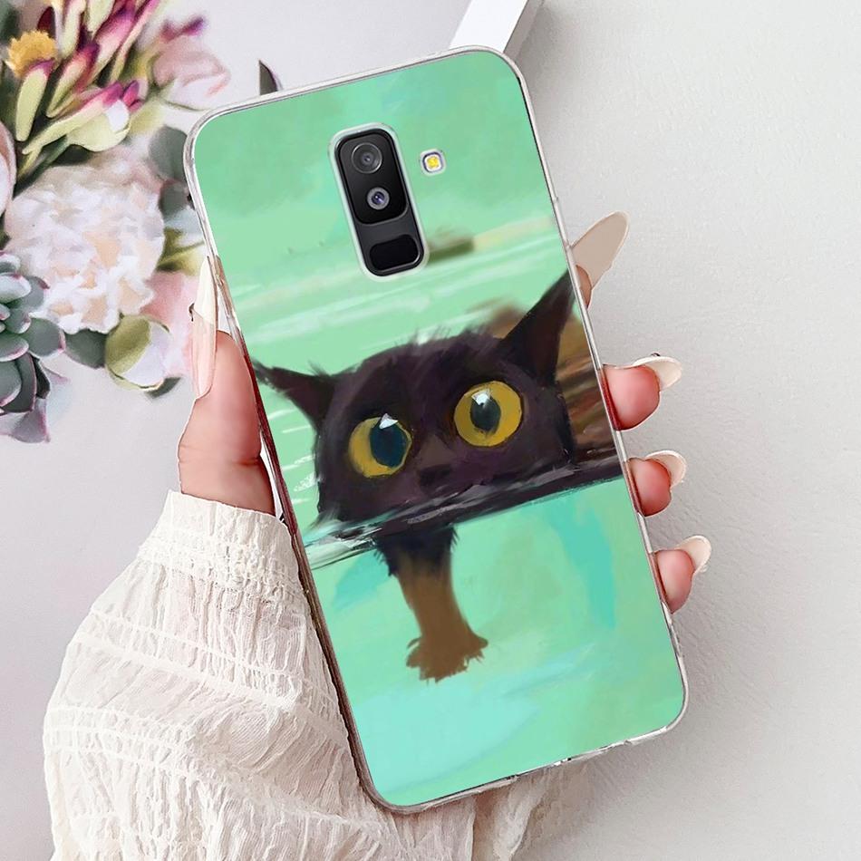 Чехол для телефона Samsung Galaxy A6 Plus 2018 На Samsung A6+ (2018) A6 A600F A605G Элегантные Цветочные Кошачьи Мягкие Силиконовые Прозрачные TPU Чехлы