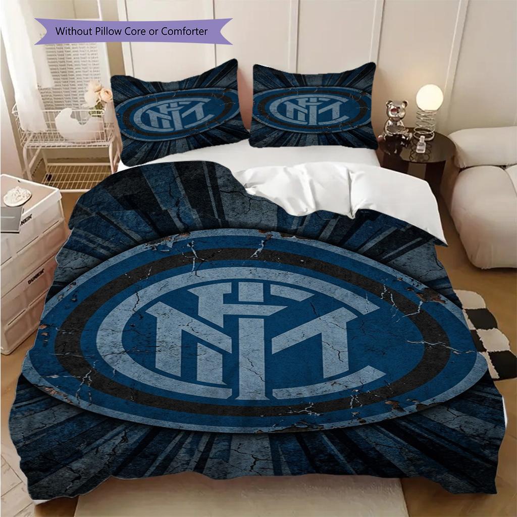 Blue Stripes Black Emblem: Inter Milan's Iconic Design Bedding (1 * duvet cover + 2 * pillowcase, without core) Bedding set Christmas birthday gift