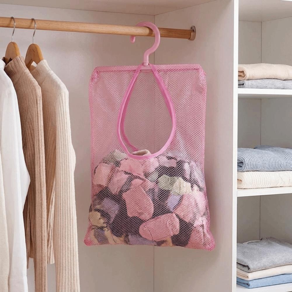 3PCS Quick Dry Hanging Mesh Storage Bag Space Saving Clothespin Mesh Bag Closet