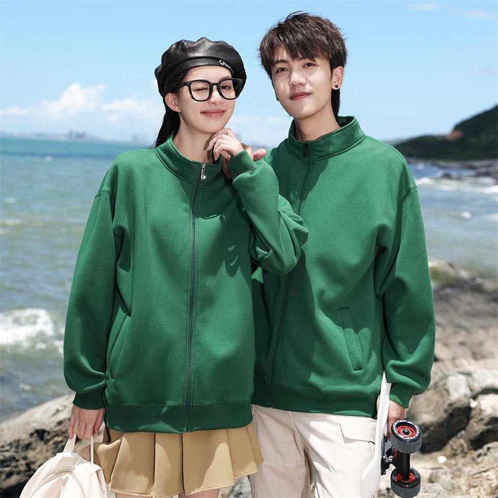 Autumn/Winter Pearl Series Fleece Stand Collar  Sweater, Casual Cardigan Zipper Long Sleeved Couple Clothes,Trendy Brand  Unisex