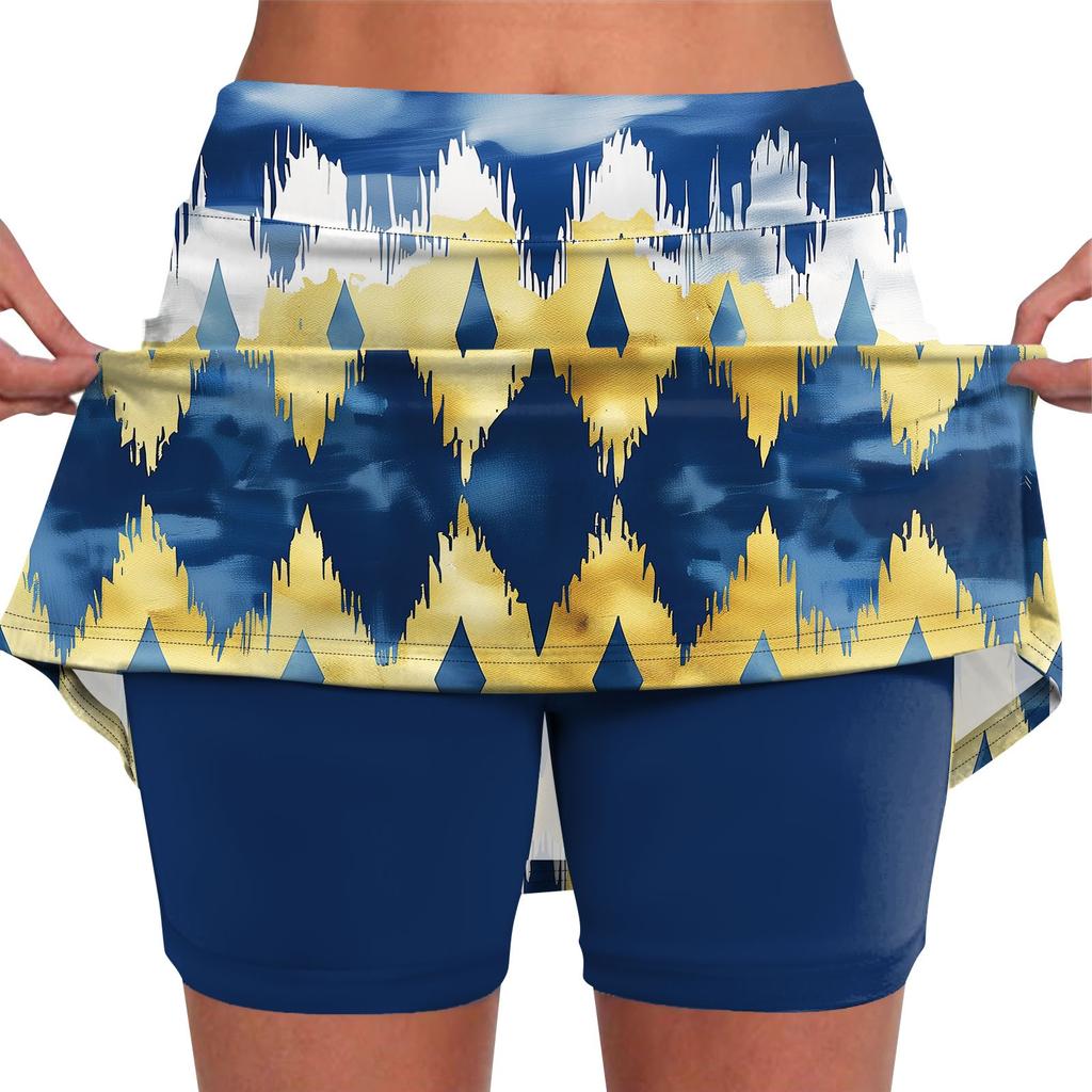 Women's Stretch Yoga Pants Vintage Floral Print Sports Shorts Lightweight High Waisted Skirt