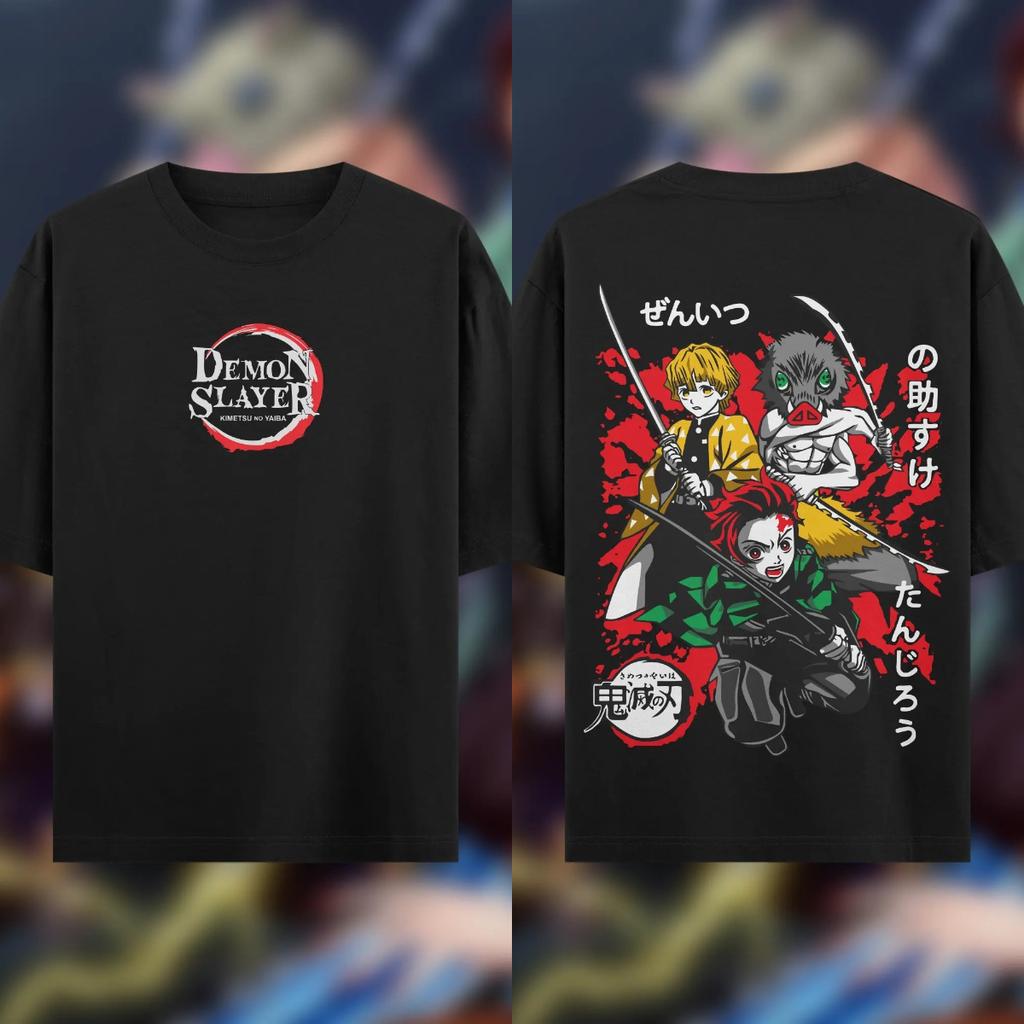 Summer Men's Anime Print T-Shirt Demon Slayer Carton Oversized Top Male Female Unisex Short Sleeve High Quality Heavy Cotton Tee