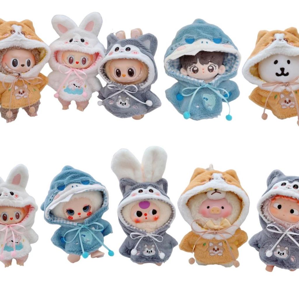 10cm Labubu Doll Clothes: Self-Deprecating Bear Plush Cape for 17cm Labubu Doll