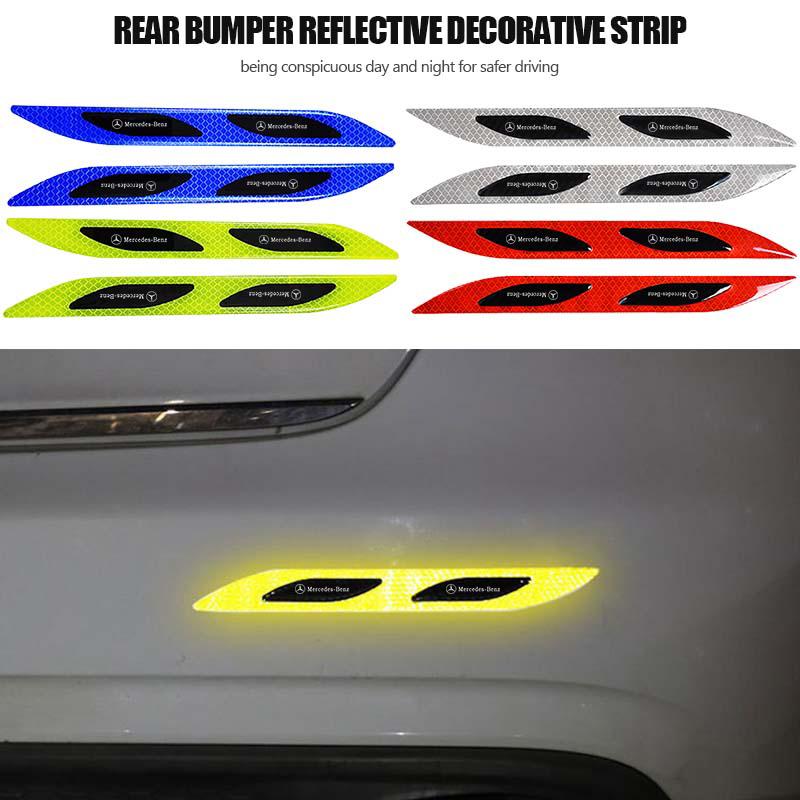 AABIA1 For Benz 2PCS Car Reflective Sticker Safety Warning Reflector Tape Strips Auto Accessories AMG CLA CLS C180 C200 W204 W205