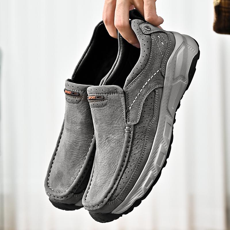 Men's Genuine Leather Casual Shoes Soft Anti-slip Rubber Loafers Man Leisure Walk Footwear Light Moccasins Outdoor Driving Shoes