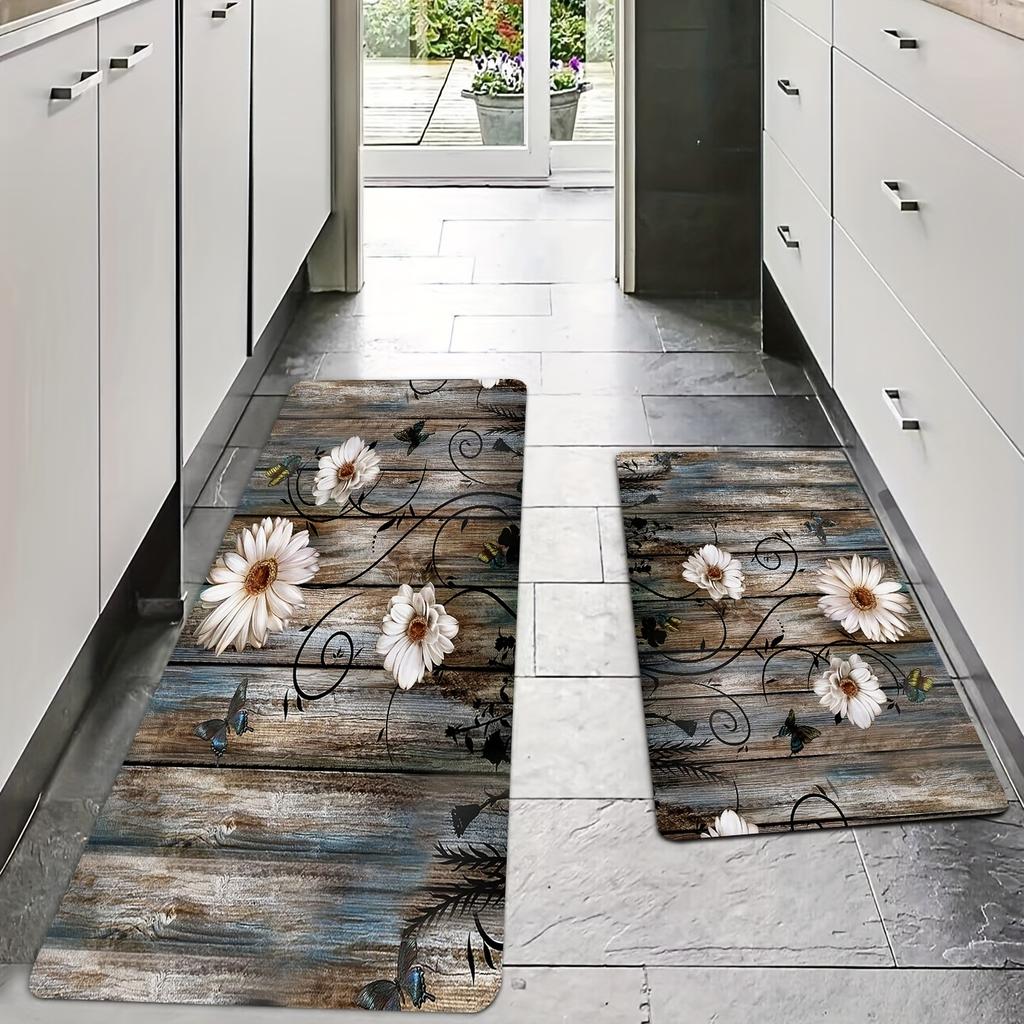 1 шт. винтажные кухонные коврики с геометрическим принтом ромашки, абсорбент, кухонный коврик против усталости для кухни, пола, офиса, раковины