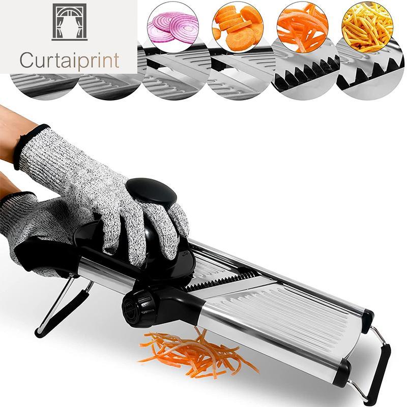 Регулируемая терка-мандолина из нержавеющей стали, овощерезка, измельчитель, резак для картофеля, помидоров, лука, моркови