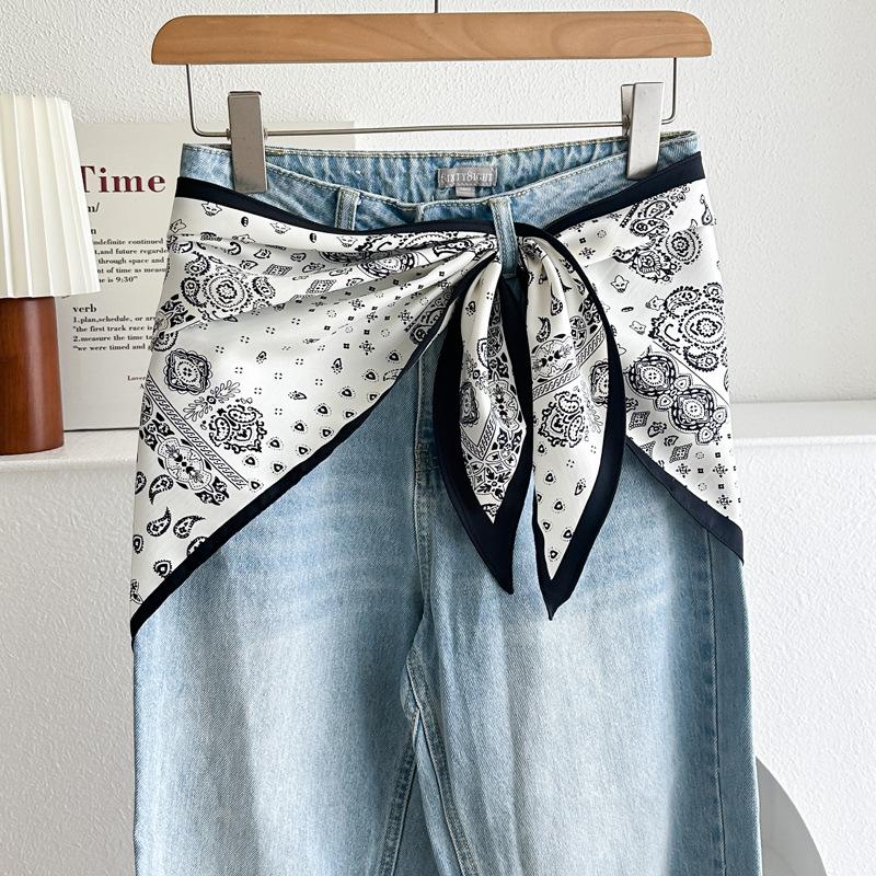 1116 new retro waist triangle scarf for women to wear with shorts, fart curtain, silk scarf temperament, tube top, advanced sense