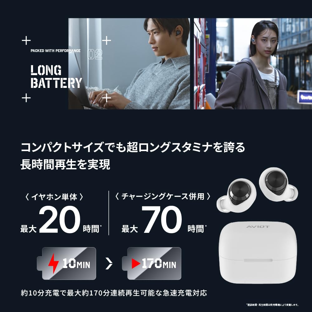 AVIOT High Resolution Compatible Completely Wireless Earphones Bluetooth Up To 70 Hours of Playback Adaptive Noise Canceling 3D Spatial Audio Wireless