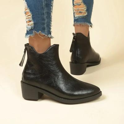 Мода Женщины Средний каблук Челси Ботильоны Трендовый массивный дизайн Остроносые ботинки Зимние гладиаторские женские ботинки Туфли-лодочки на молнии Botas Mujer 202