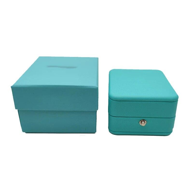 Европейская Романтическая Синяя Кожаная Подарочная Коробка Ювелирных Изделий Коробка Для Кольца Коробка Для Ожерелья Коробка Для Кольца Упаковка Кольцо Для Хранения Лидер продаж