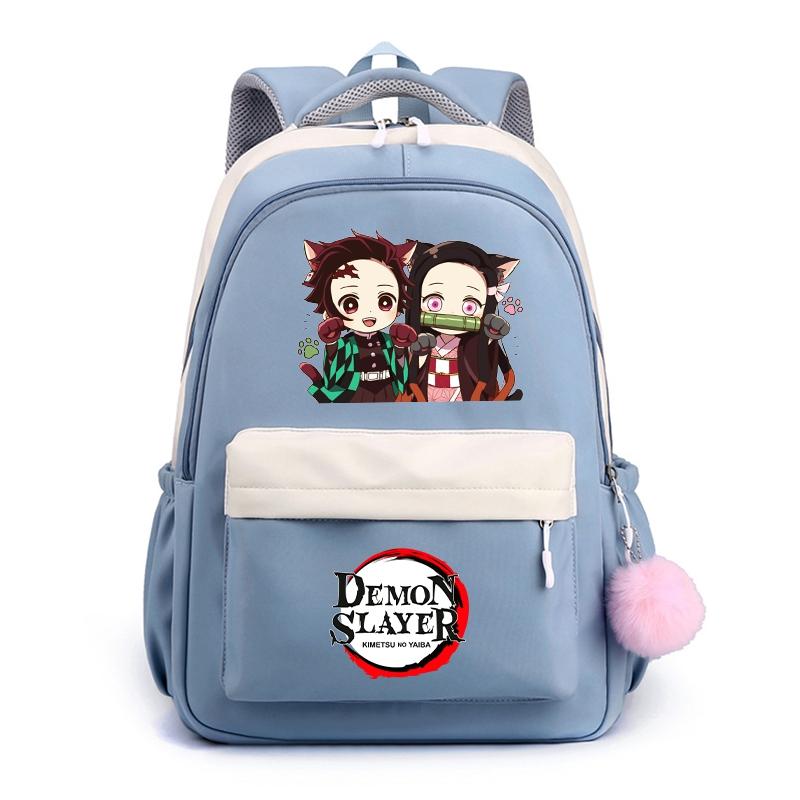 Аниме Demon Slayer, нейлоновый милый мягкий рюкзак, повседневная сумка для книг, школьная сумка для девочек, мальчиков, мужчин и женщин, дорожная сумка для отдыха Mochila