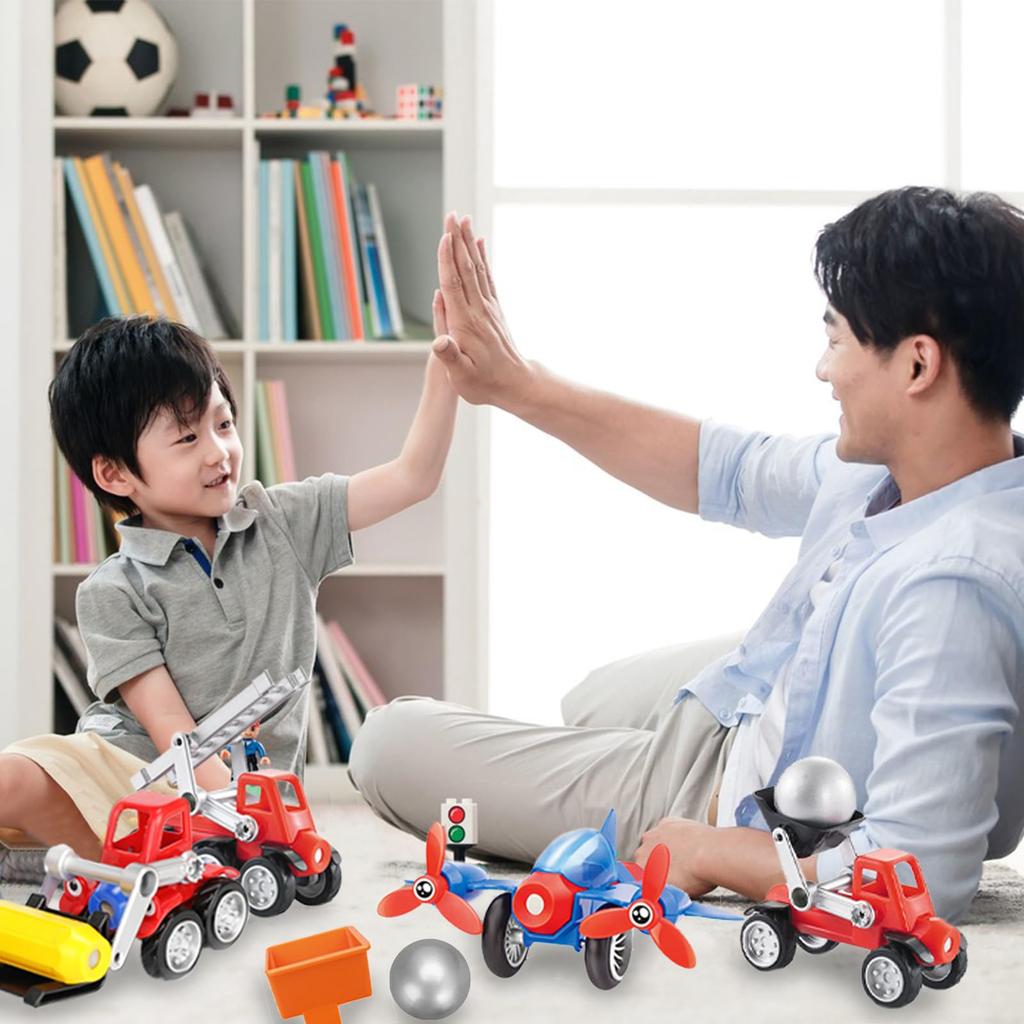 Игрушечная машинка HIWO для мальчиков и девочек, набор для сборки игрушечной машинки, самолета, магнитная машинка своими руками, популярная детская сумка для хранения, в комплекте креативность