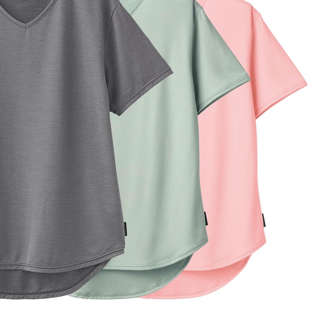 Venex Comfort Cool Recovery Short Sleeve Gaucho Pants and Top Size M Wear, Women's V-Neck Set, Gray,