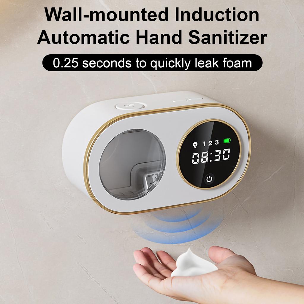 350 ML Automatic Foaming Soap Digital Clock Wall Mount USB Rechargeable Liquid Soap Dispenser with HD LEDDispenser for Bathroom