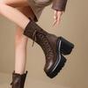 Fashion Small and Super High-heeled Women's 2025 New Platform Heightened Mid-leg Boots Fashion Boots