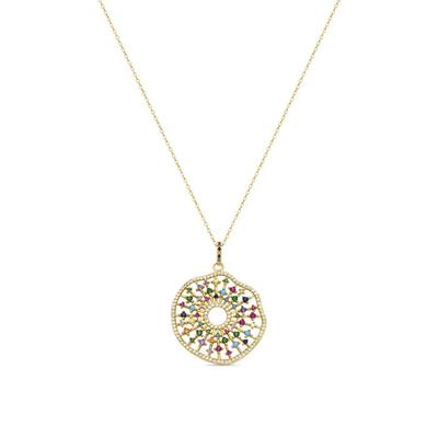 Колье Luxenter из серебра 925 пробы с разноцветными цирконами и отделкой из желтого золота 18 карат - Xodoa