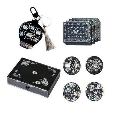 Коллекция корейской традиционной инкрустации перламутром (Магнит, Брелок DIY, Декоративный стикер для ящика, Набор визитниц) 4 вариант