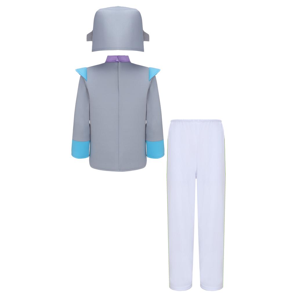 Unisex Kids Robot Costume Long Sleeve Colorful Printed Top Elastic Waistband Pants Cute Robot Headgear Cosplay Halloween Set