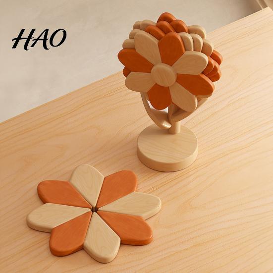 Heat Resistant Trivets for Countertops Sunflower Hot Dishes, Beech Wood Pot Holder, Holders Decorative Tree Stand Table Protection Mats Pots And Pans