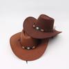 New Faux Suede Western Cowboy Hat Vintage Large Brim Gentleman Girl Cowboy Jazz Hat Holiday Party Hat