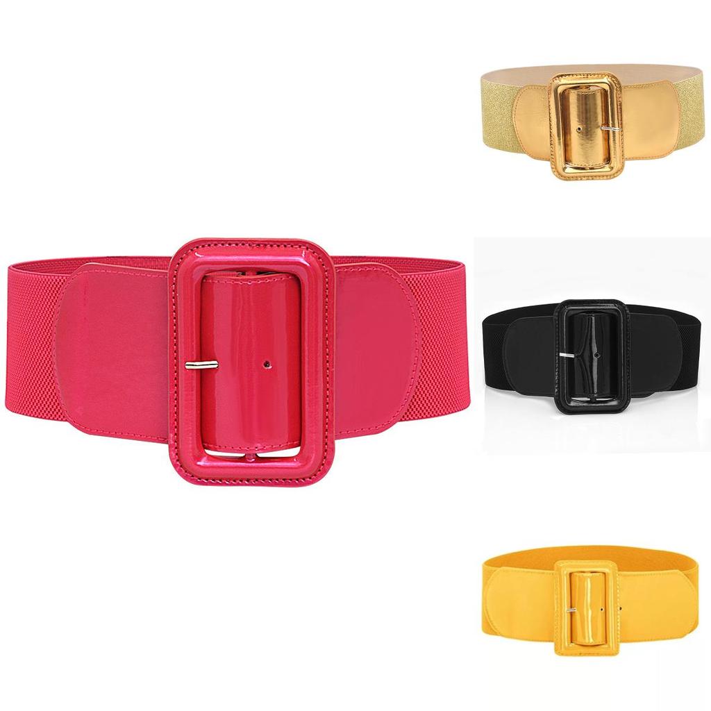Stylish Red Elastic Waist Belt For Puffer Jackets And Coats With Chic Wide Design