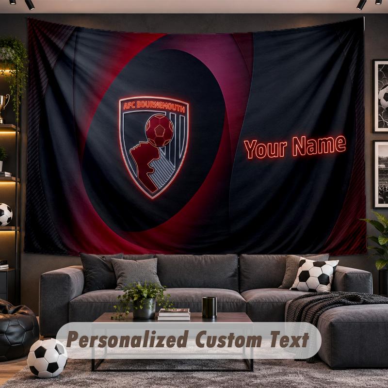 Bournemouth Football Personalized Tapestry Support Custom Name, Wall Art Home Decoration