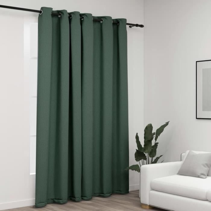 VidaXL Blackout Curtain Linen Look with Eyelets Green 290x245 Cm