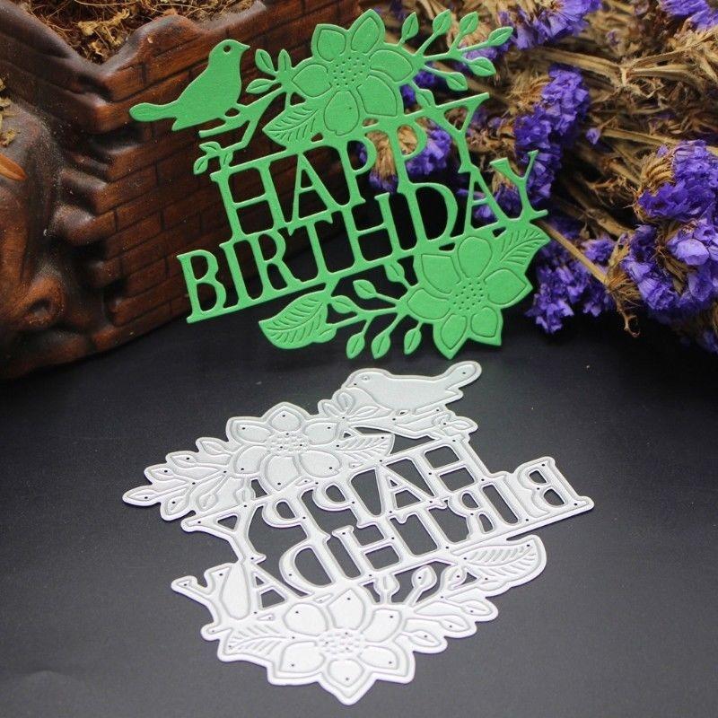 Вырубные штампы с днем рождения, металлический трафарет, сделай сам, скрапбукинг, альбом, бумажная карта, тиснение, ремесло, высечка, цветок, птица