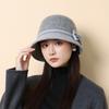 Autumn and Winter New Bow Bucket Hat Women's Woolen Basin Hat Mother Outdoor Warm Hat