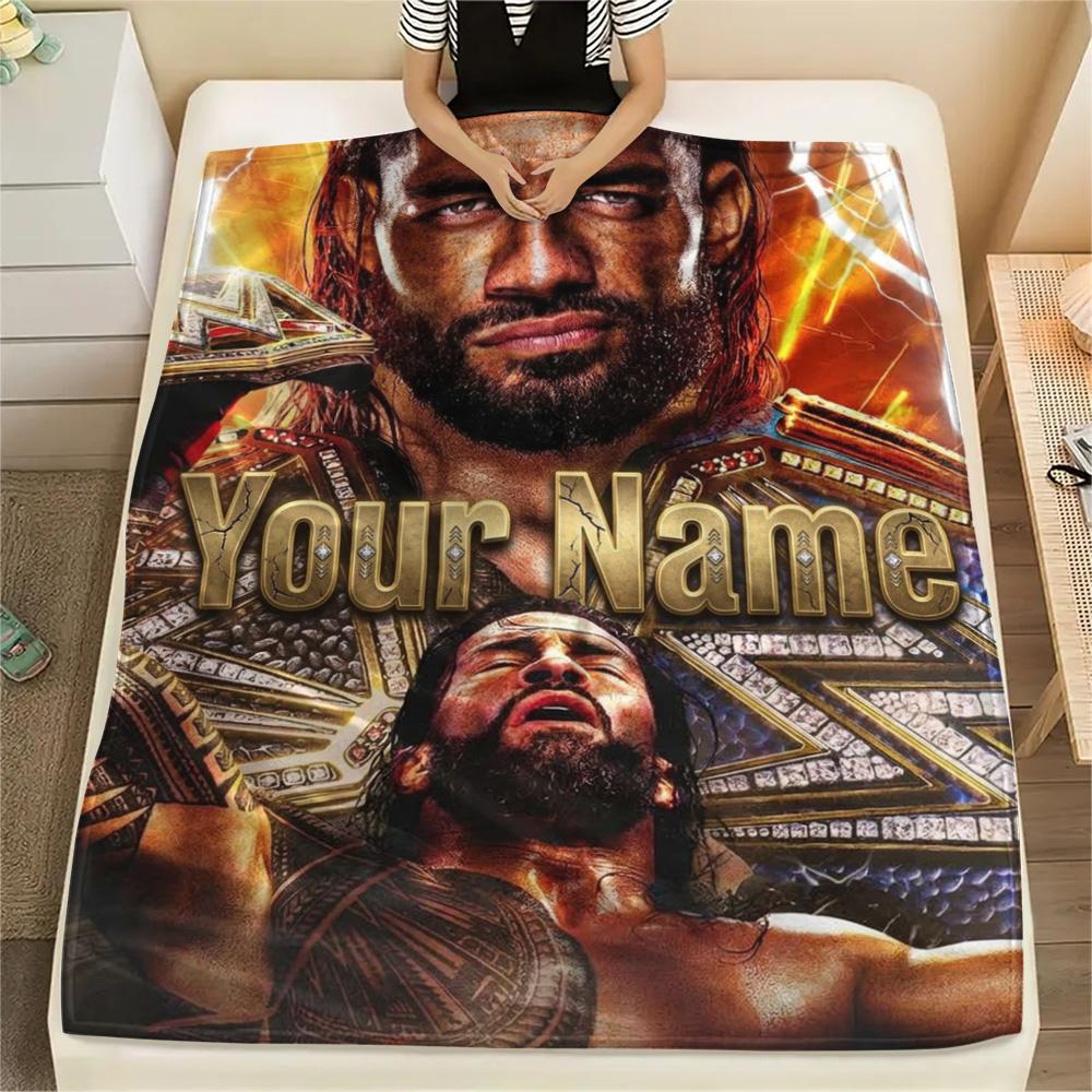 1PC Champion Poster Custom Name Patterned Flannel Blanket Suitable For All Seasons For Home Decor Warmth And Comfort Gifts Holiday Present