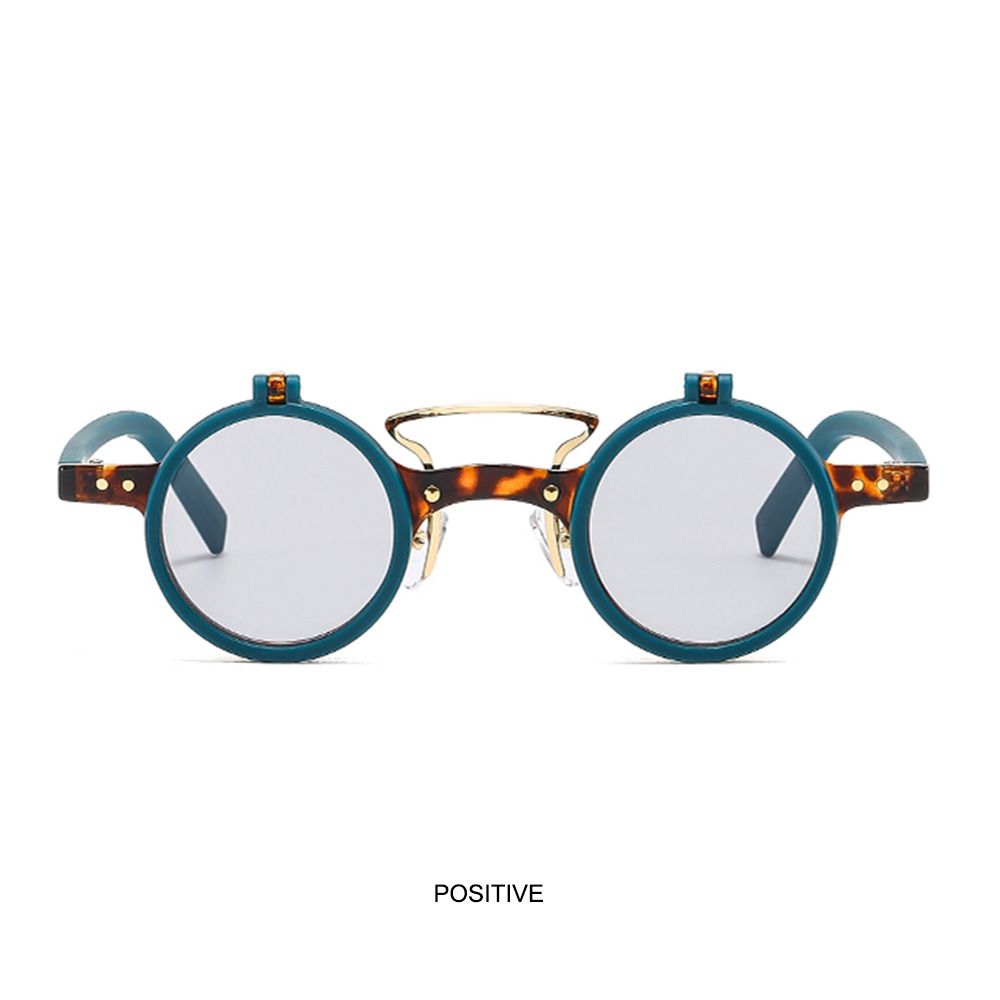 Steampunk Flip Up Sunglasses Retro Rivets Vintage Small Round Popular Sun Glasses Double -Layer Flip Lens Punk Eyeglasses Uv400