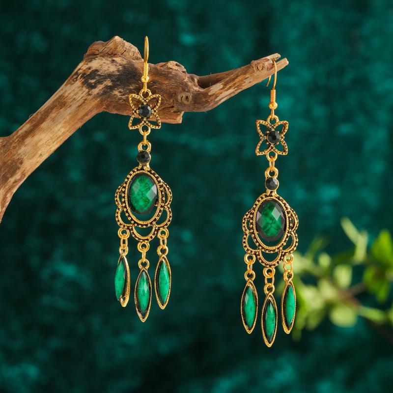 Ethnic Vintage Dangle Earrings for Women Tassel Waterdrop Earring Wedding Festival Jewelry Accessories