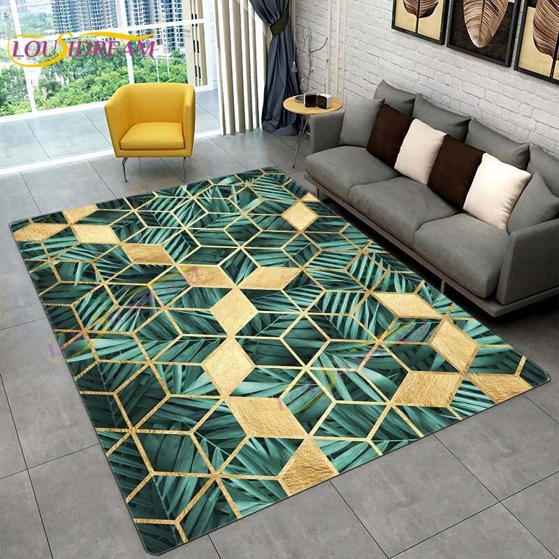 Ковер с тропическими листьями монстеры, современный ковер в стиле INS для гостиной, спальни, зеленый ковер с банановыми листьями, ковры с тропическими пальмовыми листьями
