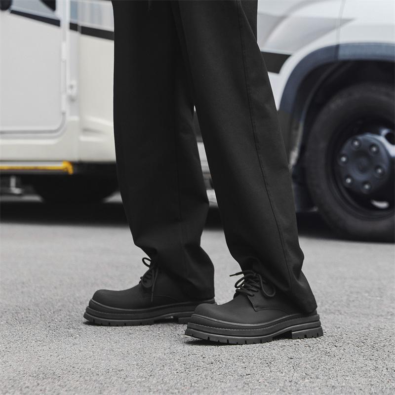 Туфли дерби черные мужские туфли 2024 новые зимние туфли на платформе с увеличенным носком повседневные матовые мужские 14401-J