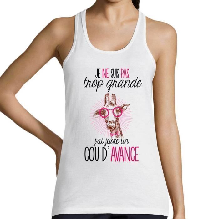Débardeur Femme - Humour - Je ne suis pas grande - Coton - Col arrondi - Coupe Regular
