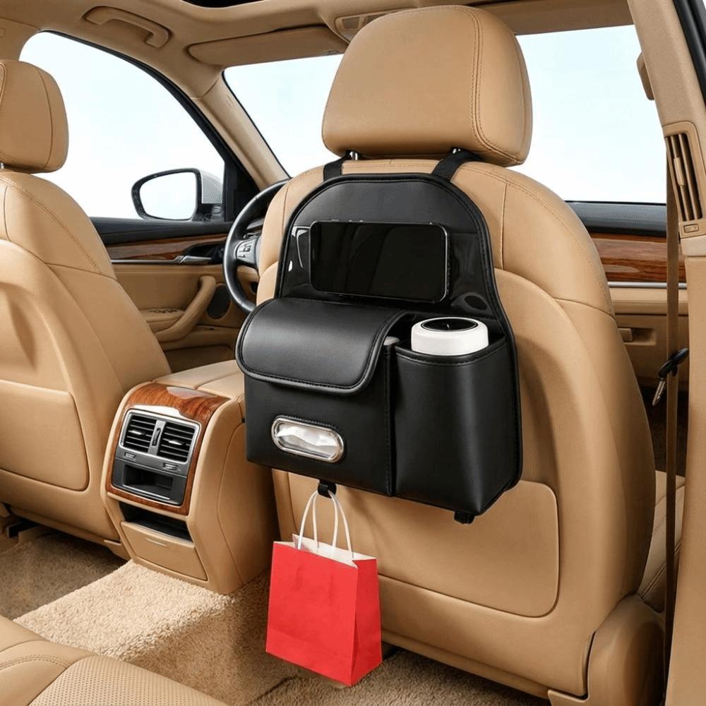 PU Leather Car Tissue Box Waterproof Car Backrest Seat Storage Bag Car Backseat