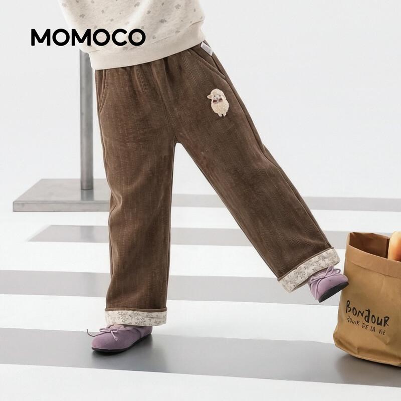 MOMOCO Girls' Fleece-Lined Corduroy Winter Pants - Nordic Style