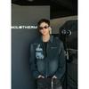 Mens Washed Vintage Cleanfit Streetwear Jacket Loose Fit Fall Outerwear In Navy Blue