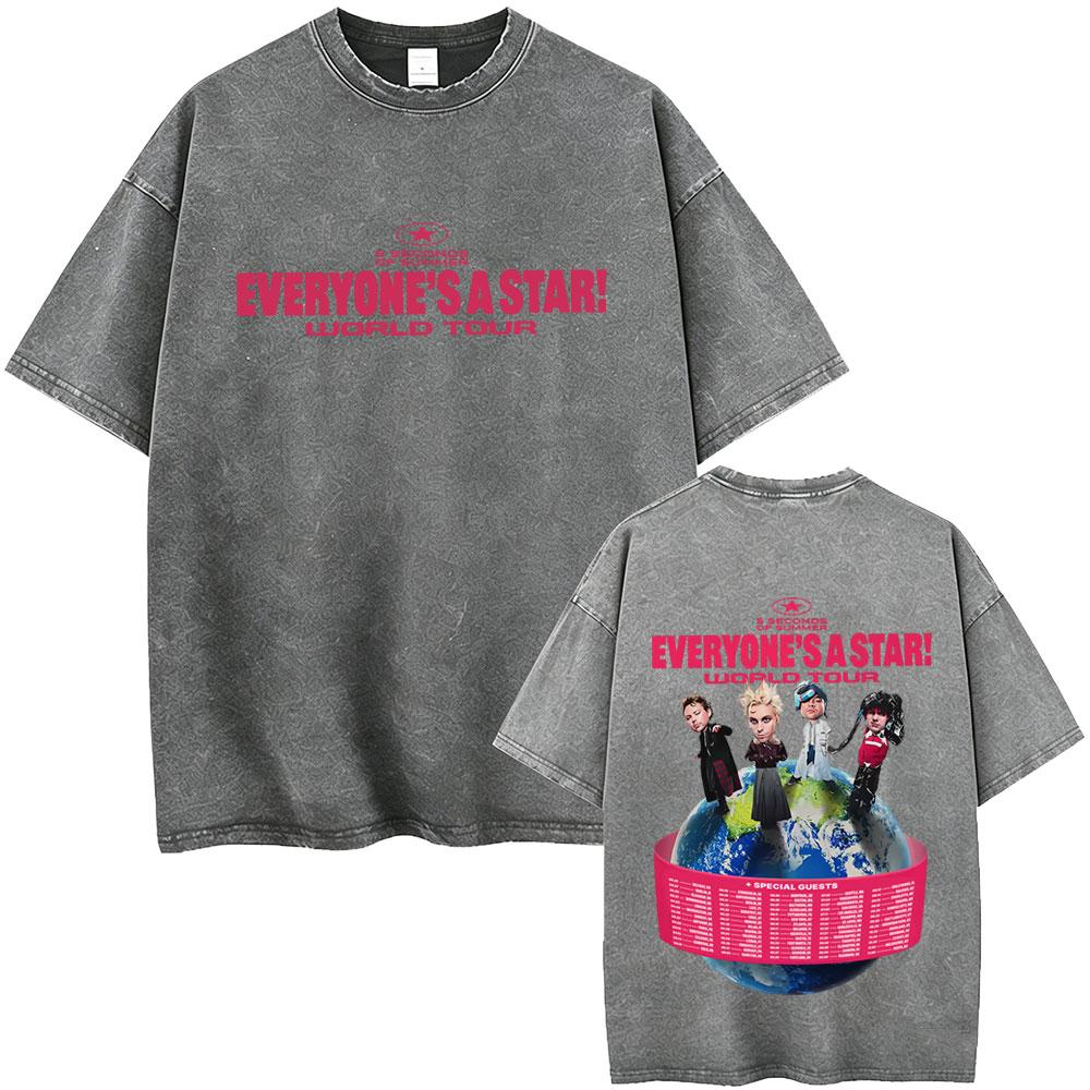 Washed Vintage 5 Seconds of Summer Everyones A Star World Tour 2026 Tshirt Men Women Clothing Pop Punk Rock Acid Wash T Shirts